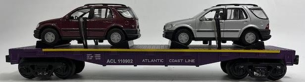 MTH 30-76056 O Atlantic Coast Line Flatcar w/2 1997 Mercedes-Benz Cars #110902 NIB