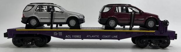 MTH 30-76056 O Atlantic Coast Line Flatcar w/2 1997 Mercedes-Benz Cars #110902 NIB