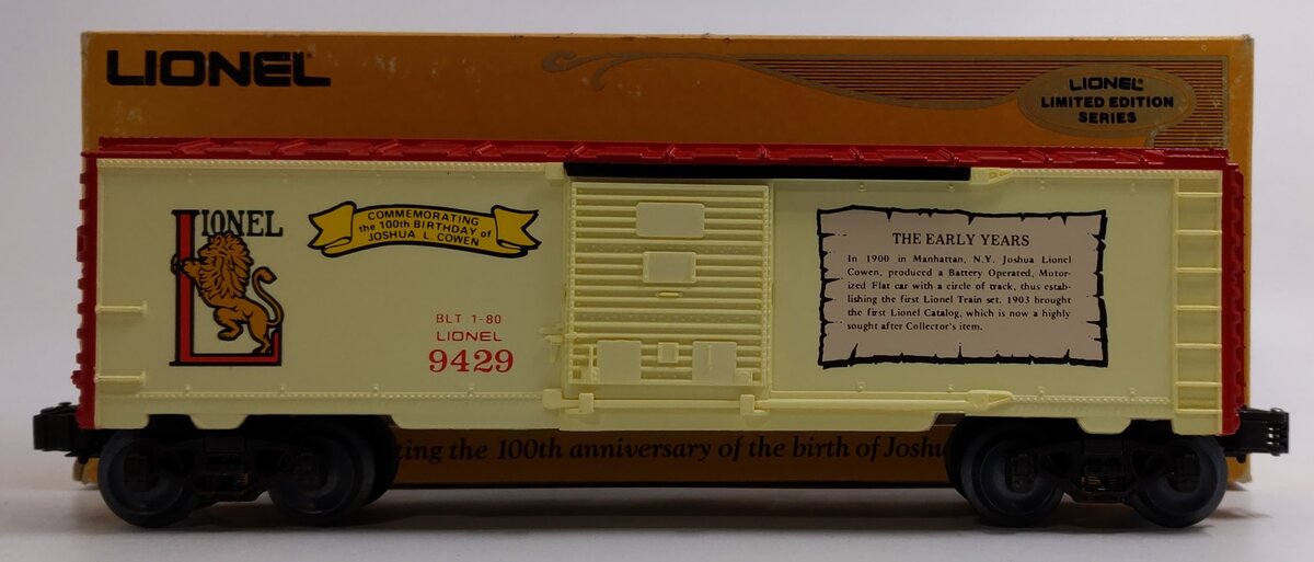 Lionel 6-9429 O Gauge Joshua Lionel Cowen Early Years Boxcar LN/Box