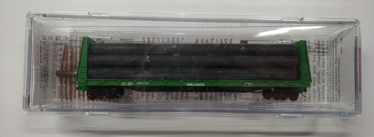 Micro-Trains 05400160 N Scale NOKL 61' Bulkhead Flatcar w/Pipe Load #725035 LN/Box
