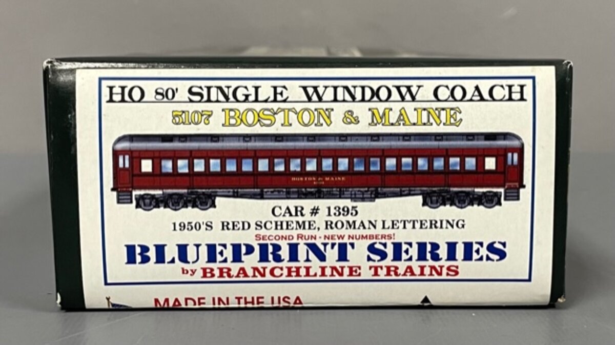 Branchline Trains 5107 HO Scale Boston & Maine Single Window Coach Car Kit #1395 MT/Box