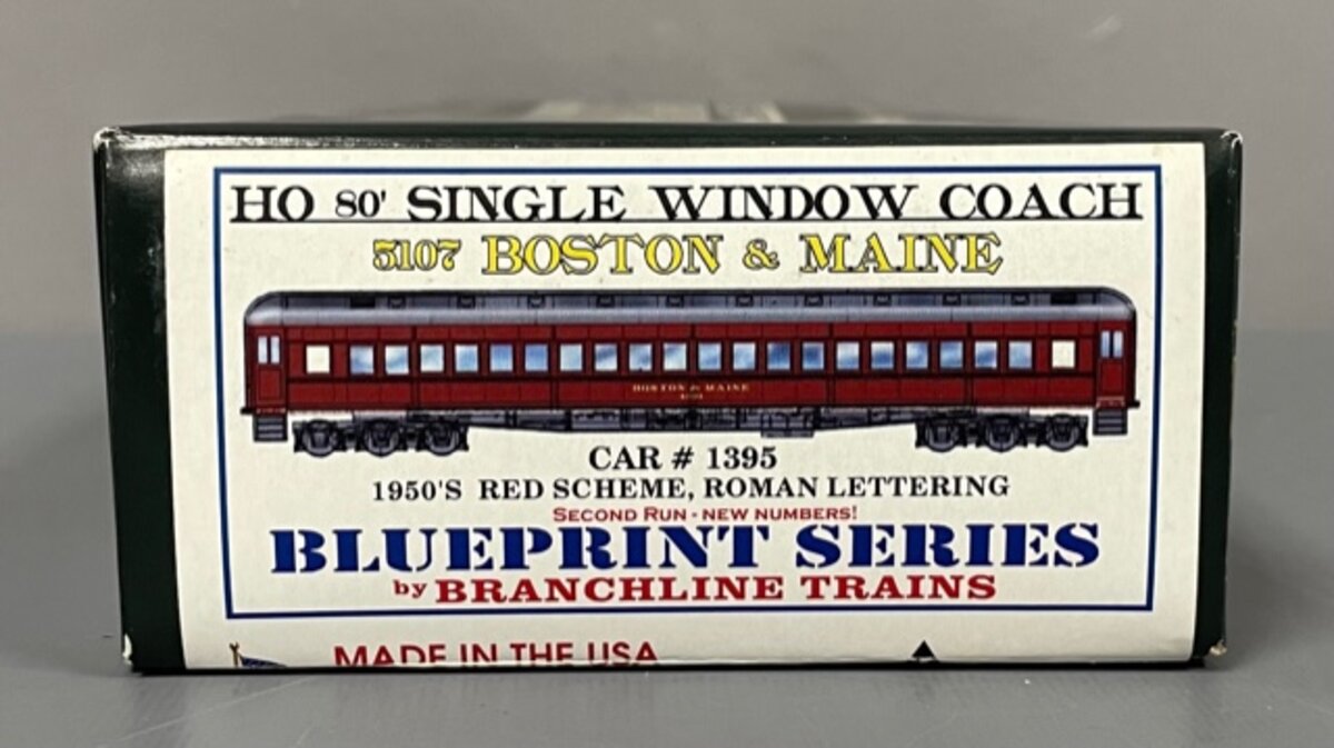 Branchline Trains 5107 HO Scale Boston & Maine Single Window Coach Car Kit #1395