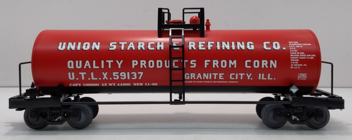 Lionel 6-17927 O Gauge Union Starch Unibody Single Dome Tank Car #59137 LN/Box