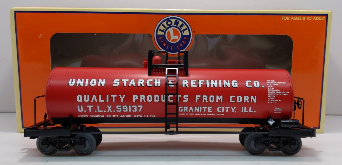 Lionel 6-17927 O Gauge Union Starch Unibody Single Dome Tank Car #59137 LN/Box