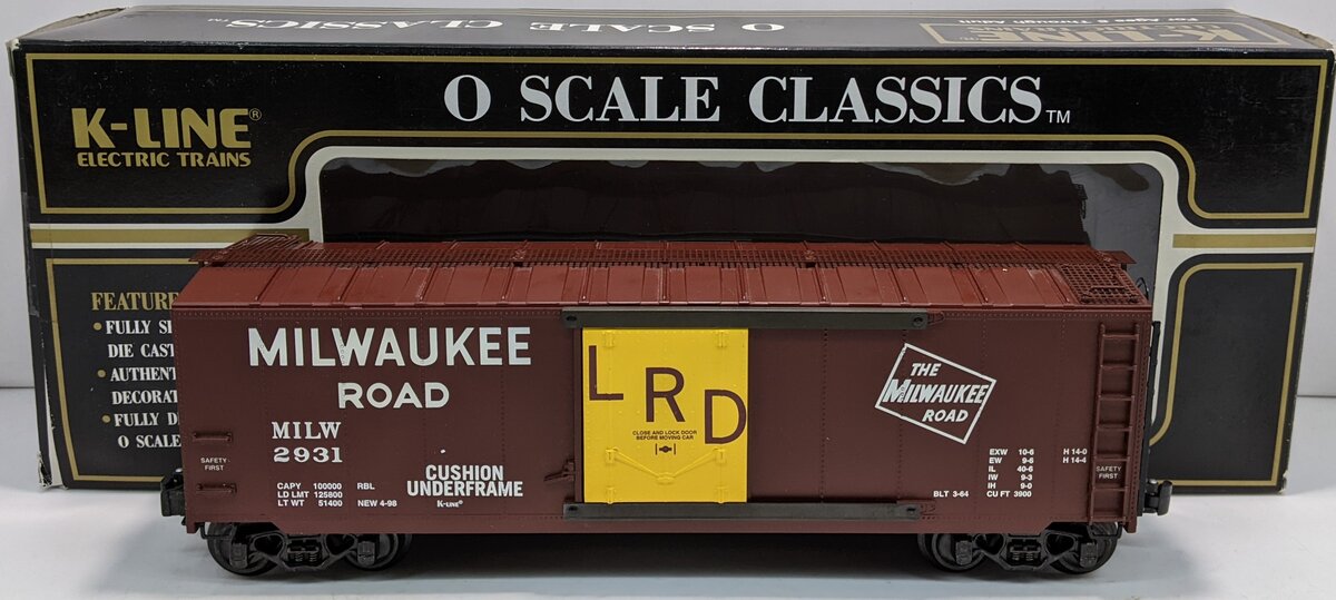 K-Line K761-1371 O Gauge Milwaukee Road Boxcar #2931 EX/Box