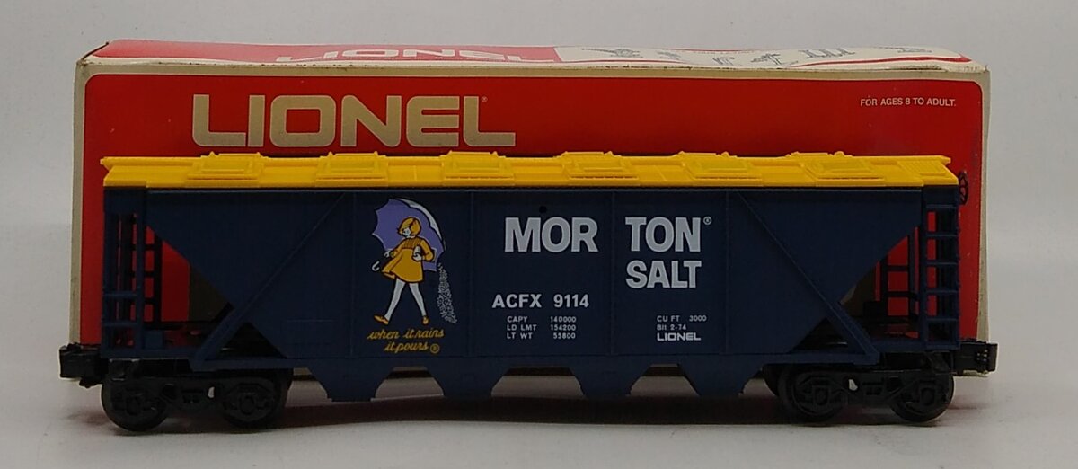 Lionel 6-9114 O Gauge Morton Salt Covered 4-Bay Hopper LN/Box