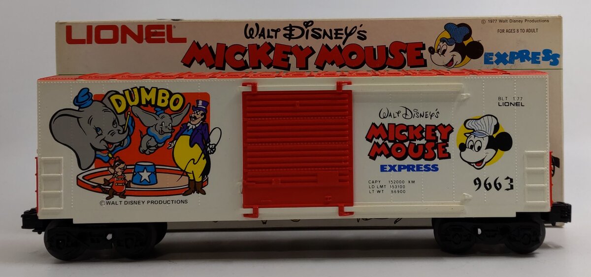 Lionel 6-9663 O Gauge Disney's Dumbo Hi Cube Boxcar NIB
