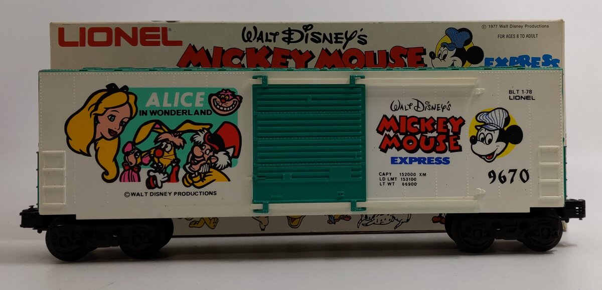 Lionel 6-9670 O Gauge Disney Alice in Wonderland Hi-Cube Boxcar #9670 LN/Box