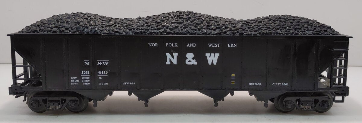 MTH 20-97408 O Norfolk & Western 4-Bay Hopper w/ Coal Load #131410 LN/Box