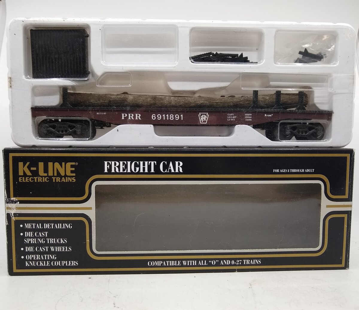 K-Line K691-1891 Pennsylvania Flatcar w/Stakes LN/Box