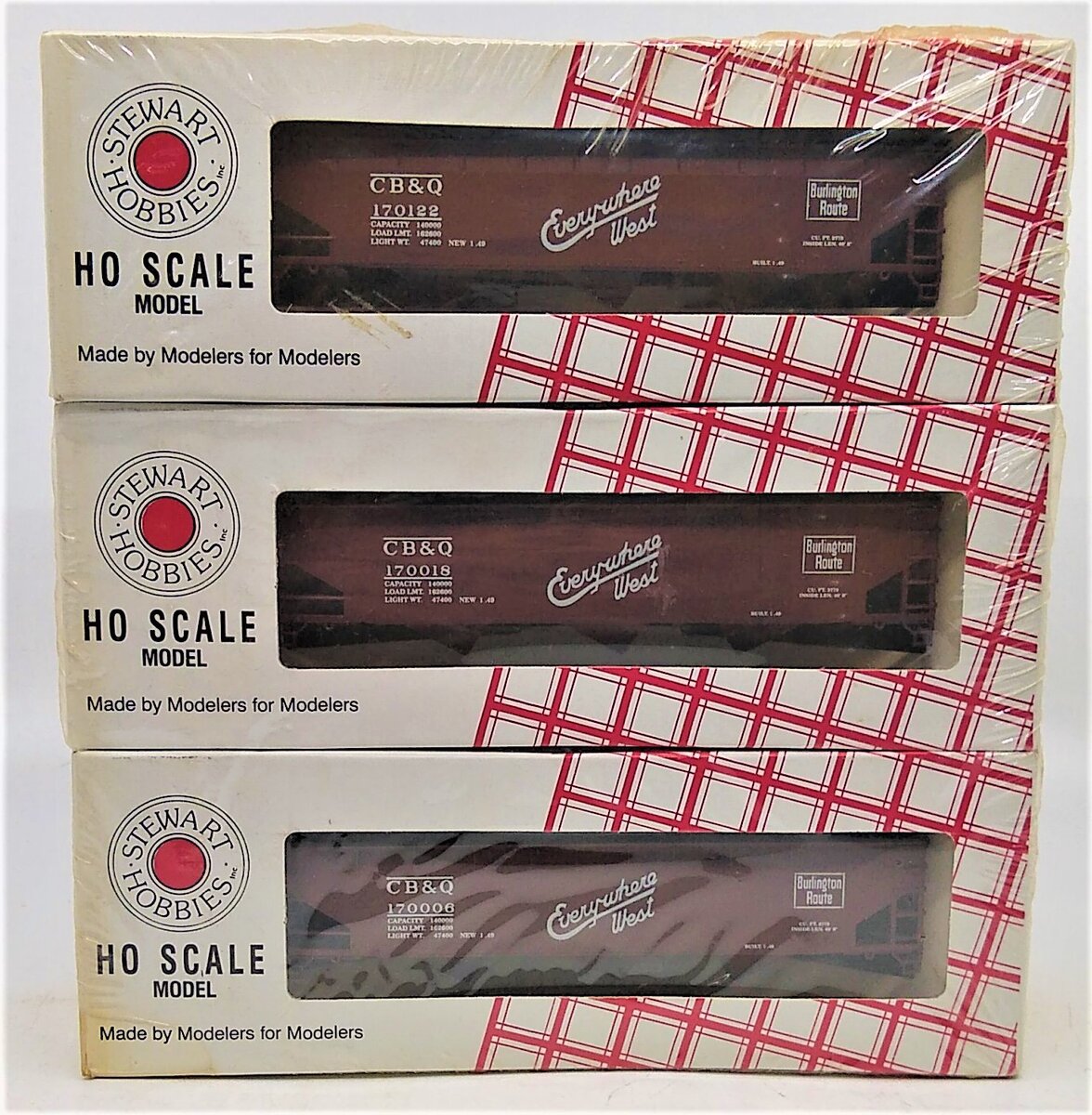 Stewart Hobbies 10312 HO CB&Q Triple Hopper Kit (Set of 6)