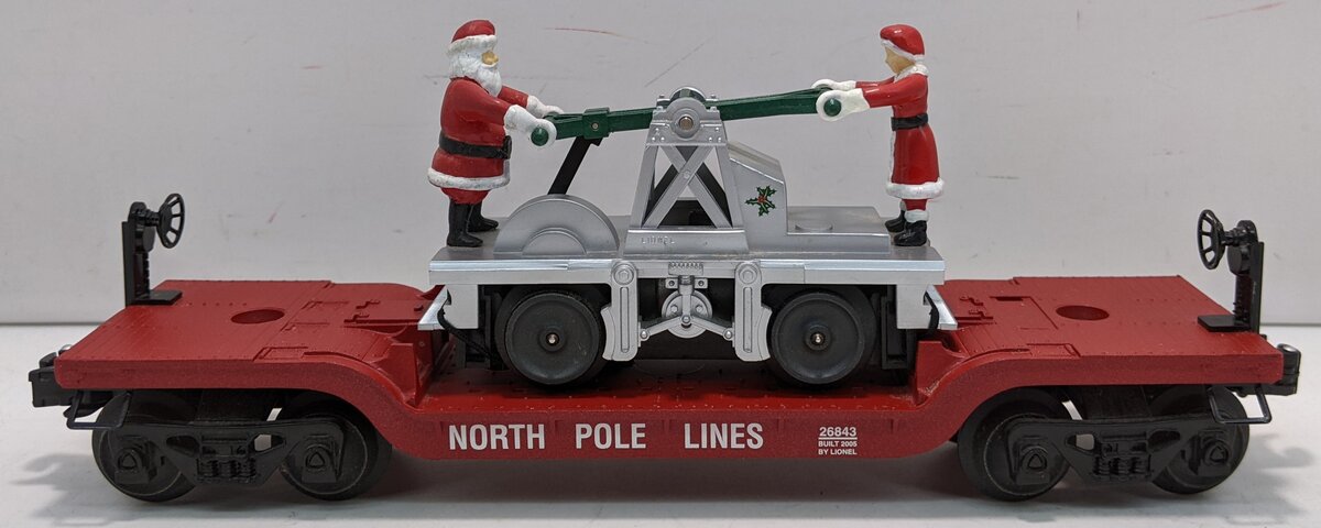 Lionel 6-26843 O Gauge Christmas Flatcar With Handcar LN/Box