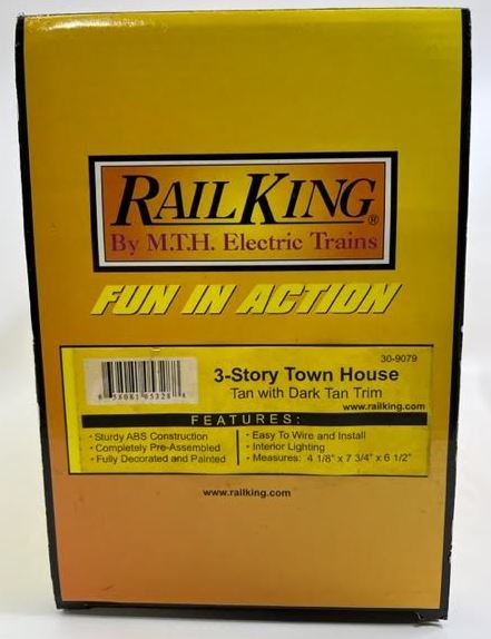 MTH 30-9079 O 3-Story Tan Town House with Dark Tan Trim LN/Box