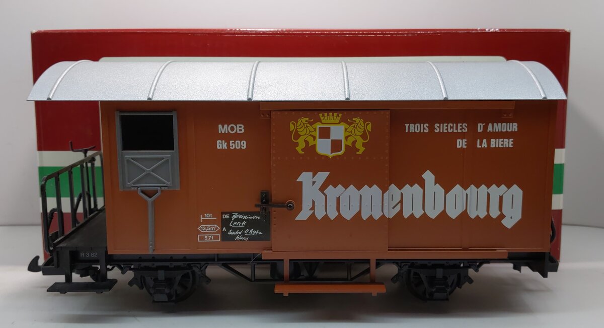 LGB 4028 G Scale Kronenbourg Boxcar w/Plastic Wheels LN/Box