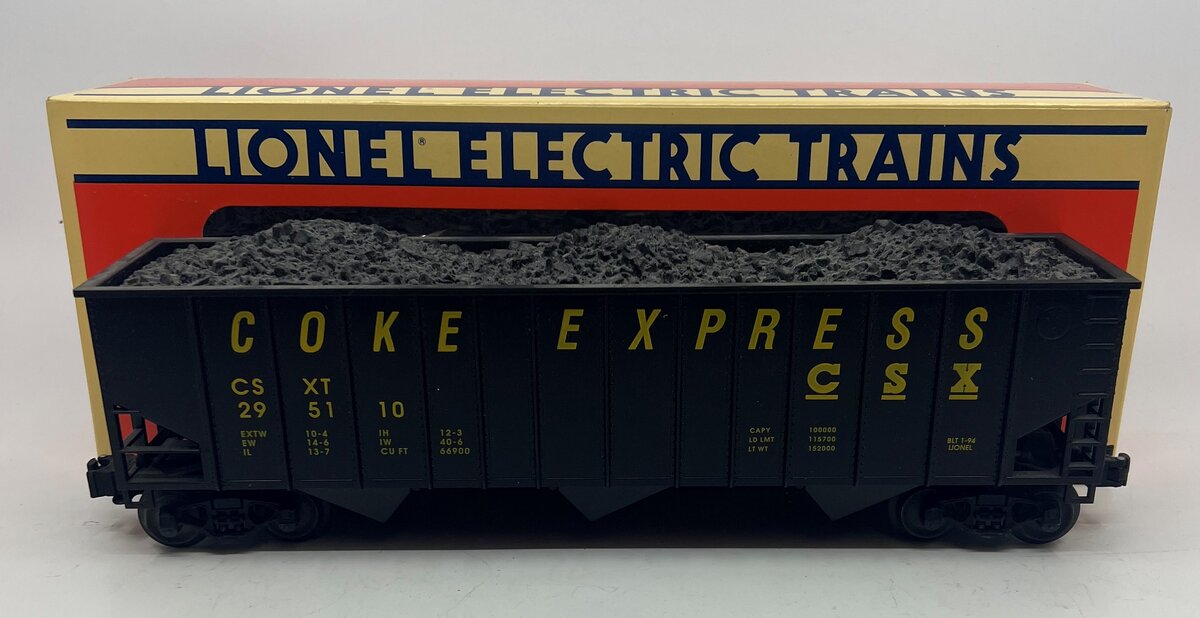 Lionel 6-17120 O Gauge CSX 3-Bay Hopper with Coal Load LN/Box
