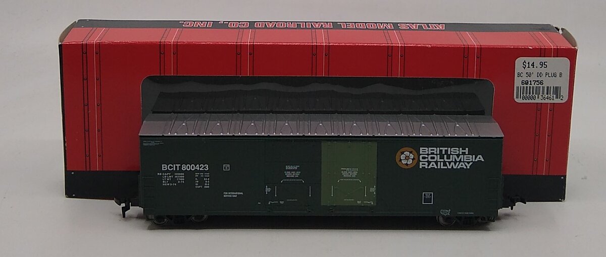 Atlas 1756-2 HO BC Rail Evans Double Plug Door Boxcar #800423 LN/Box