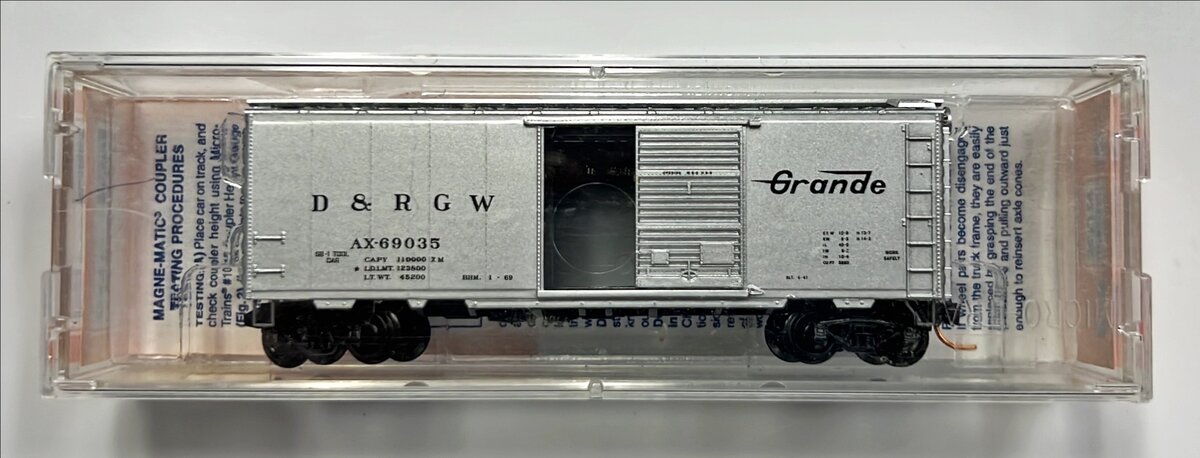 Micro-Trains 02000776 N D&RGW 40' Standard Single Door Boxcar #AX-69035 LN/Box