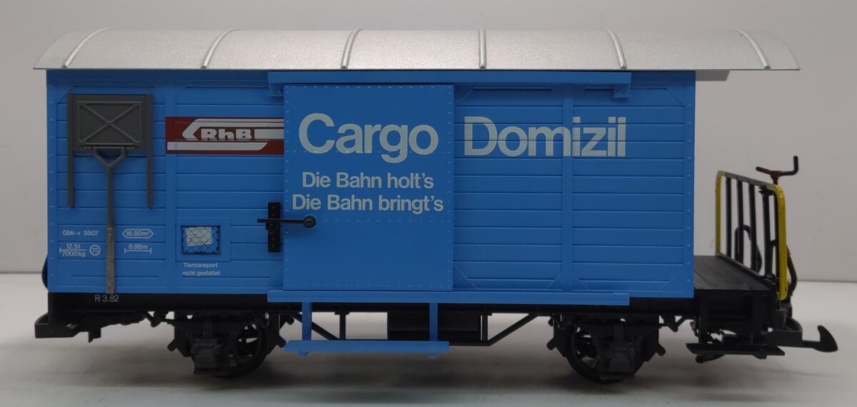LGB 4127 G Scale Rhaetian Railway (RhB) Cargo Domizil Boxcar w/Plastic Wheels EX/Box