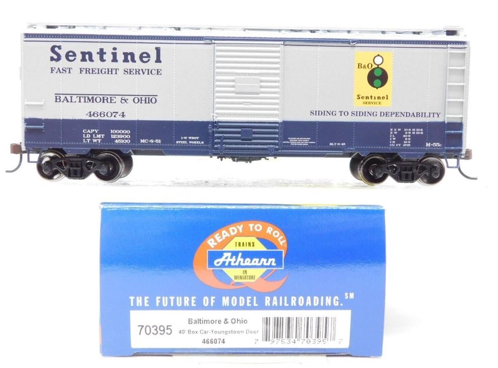 Athearn 70395 HO B&O 40' Box Car-Youngstown Door #466074 VG/Box