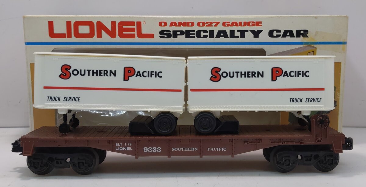 Lionel 6-9333 O Gauge Southern Pacific Flatcar with 2 Trailers #9333 NIB