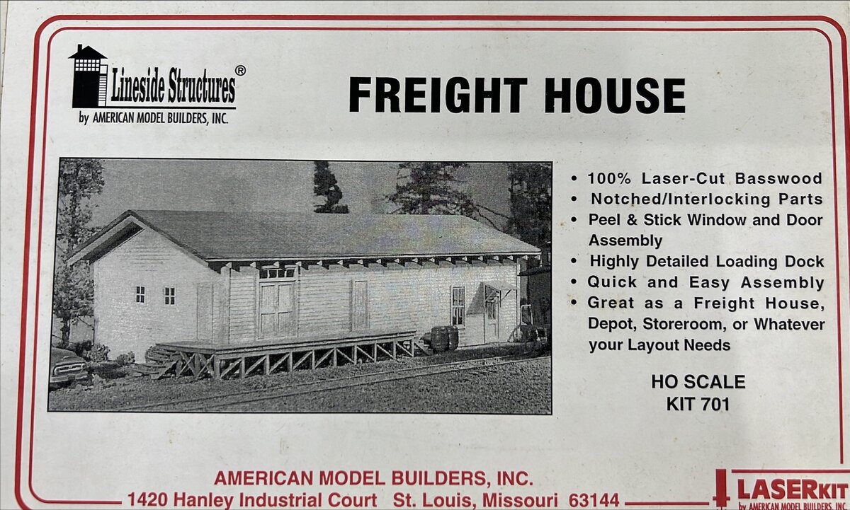American Model Builders Laser Kit 701 HO Freight House Kit - Unassembled
