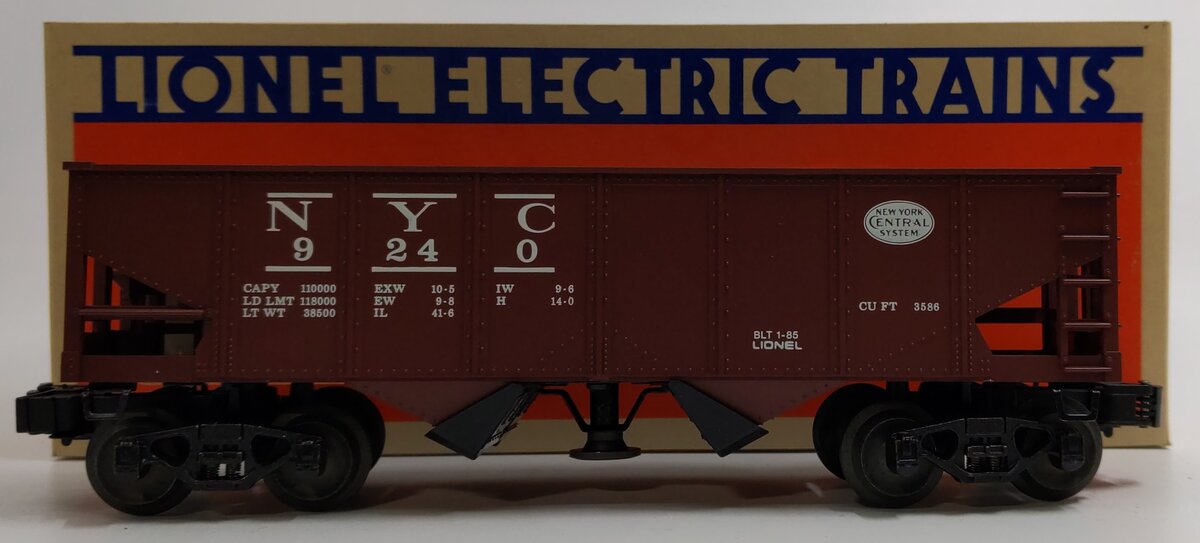 Lionel 6-9240 O Gauge New York Central 2-Bay Operating Hopper #9240 LN/Box