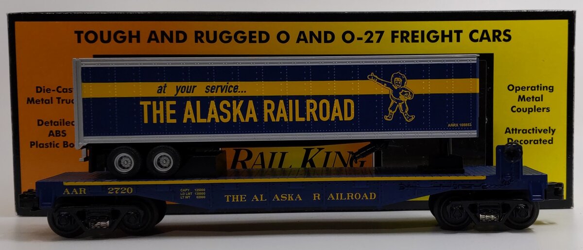 MTH 30-76126 O Gauge Alaska Flatcar with Trailer #2720 LN/Box