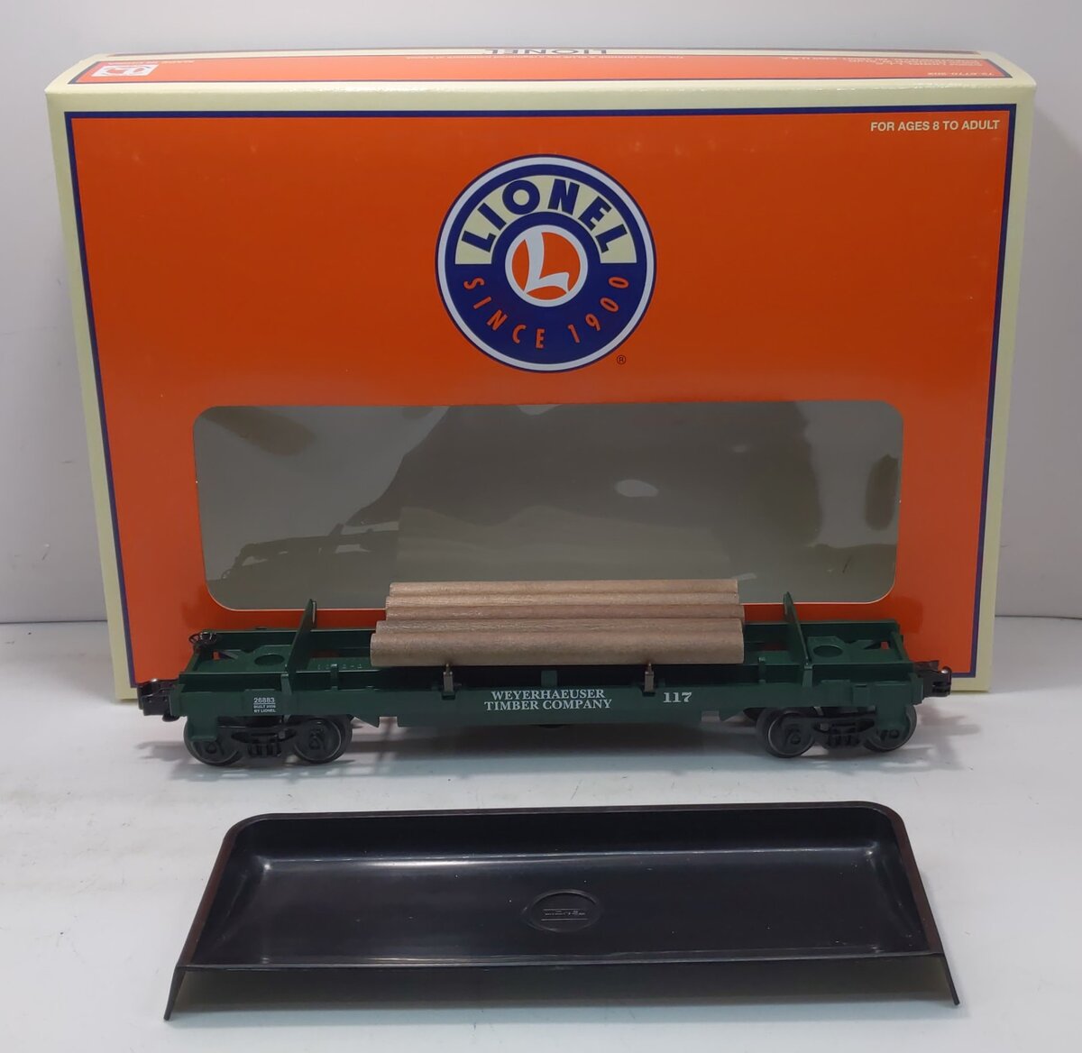 Lionel 6-26883 O Gauge Weyerhaeuser Log Dump Car #117 LN/Box
