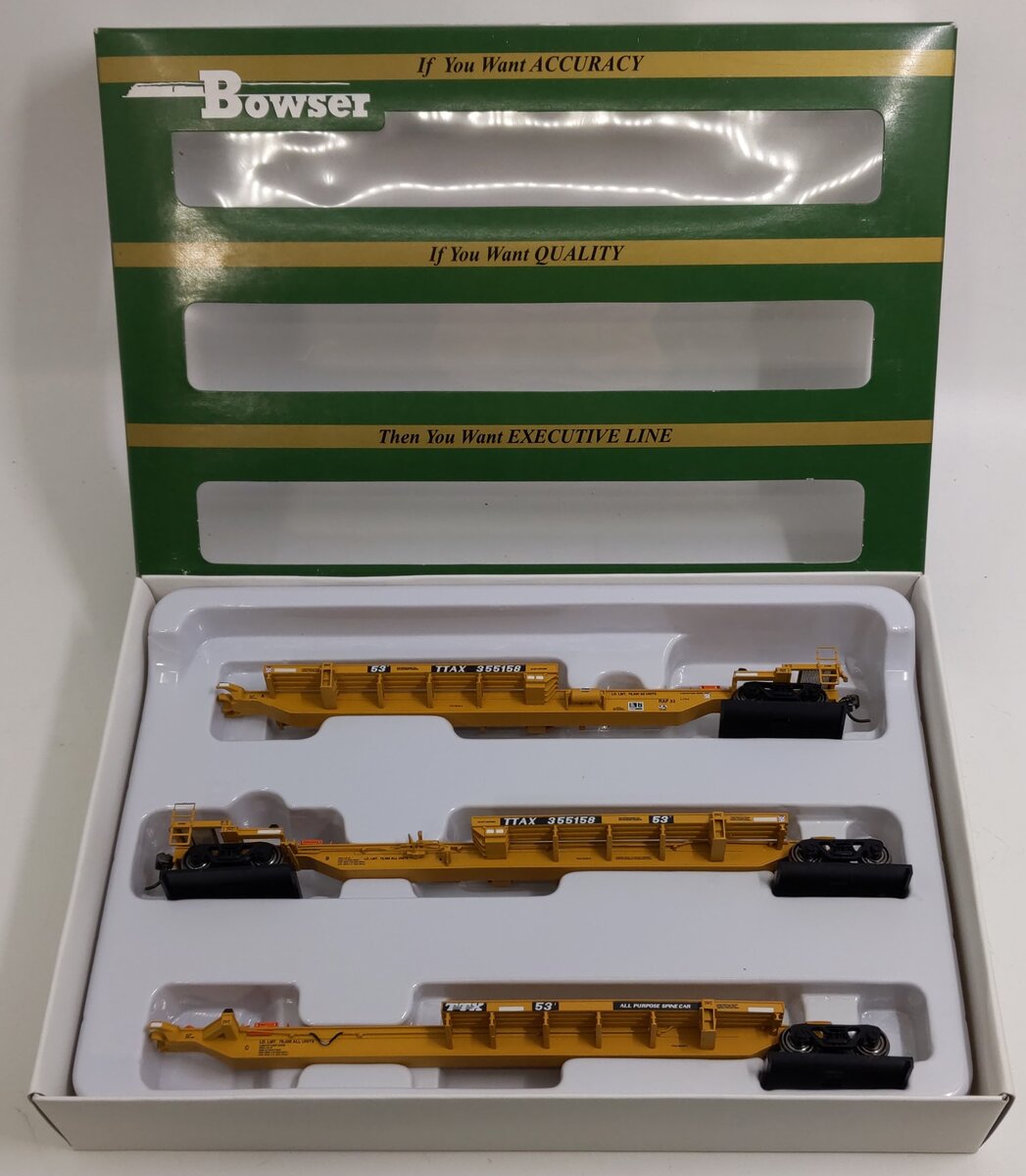 Bowser 40550 HO Scale TTAX Trinity 3-Unit Spine Car Set #355158