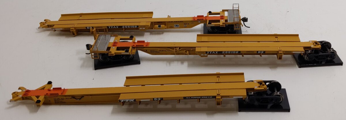 Bowser 40550 HO Scale TTAX Trinity 3-Unit Spine Car Set #355158