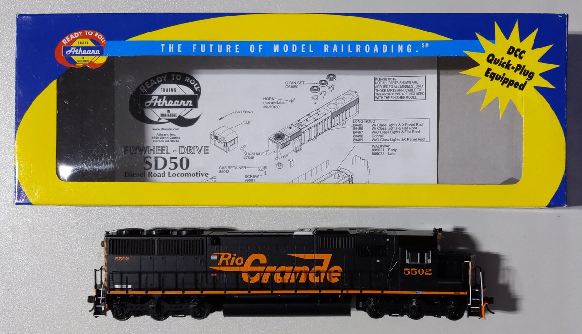 Athearn 80974 HO Scale Denver & Rio Grande Western SD50 Diesel Locomotive #5502 LN/Box