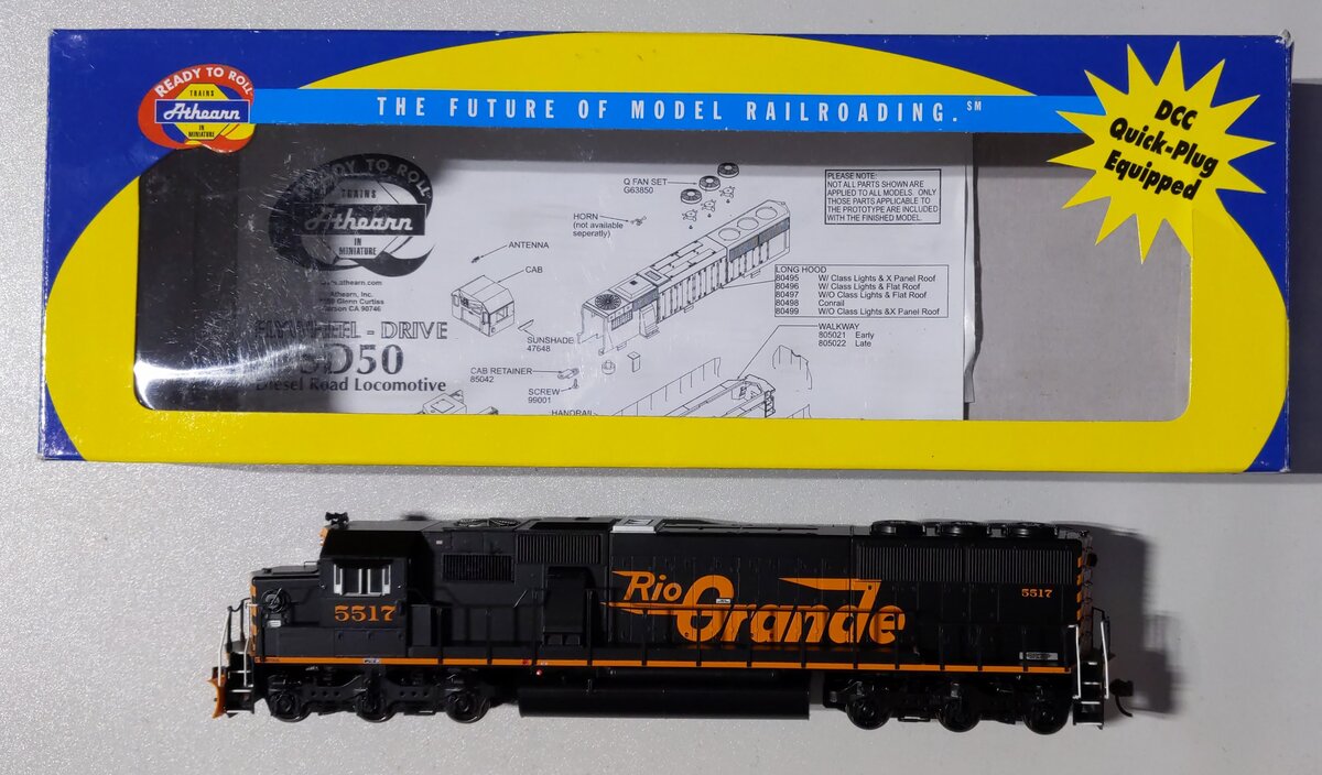 Athearn 80976 HO Scale D&RGW SD50 Diesel Locomotive #5517 LN/Box