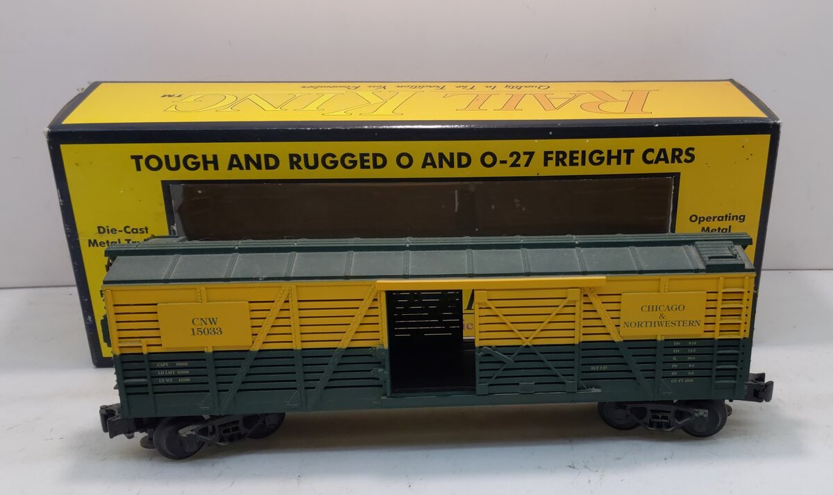 MTH 30-7109 O Gauge CNW Yellow & Green Semi-Scale Stock Car #15033 LN/Box