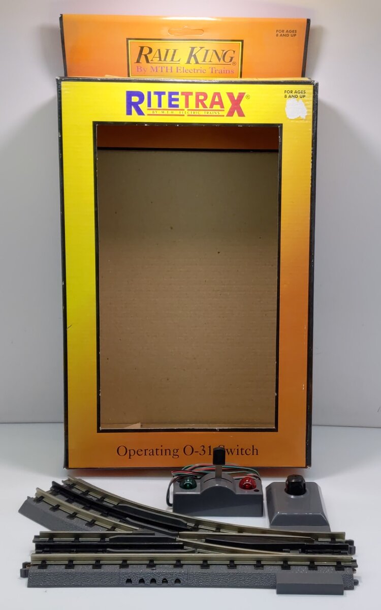 MTH 40-1004 O 31 RealTrax Nickel Silver Right Hand Remote Switch Turnout EX/Box