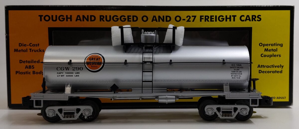 MTH 30-7391 O Gauge Chicago Great Western Single Dome Tank Car #290 LN/Box