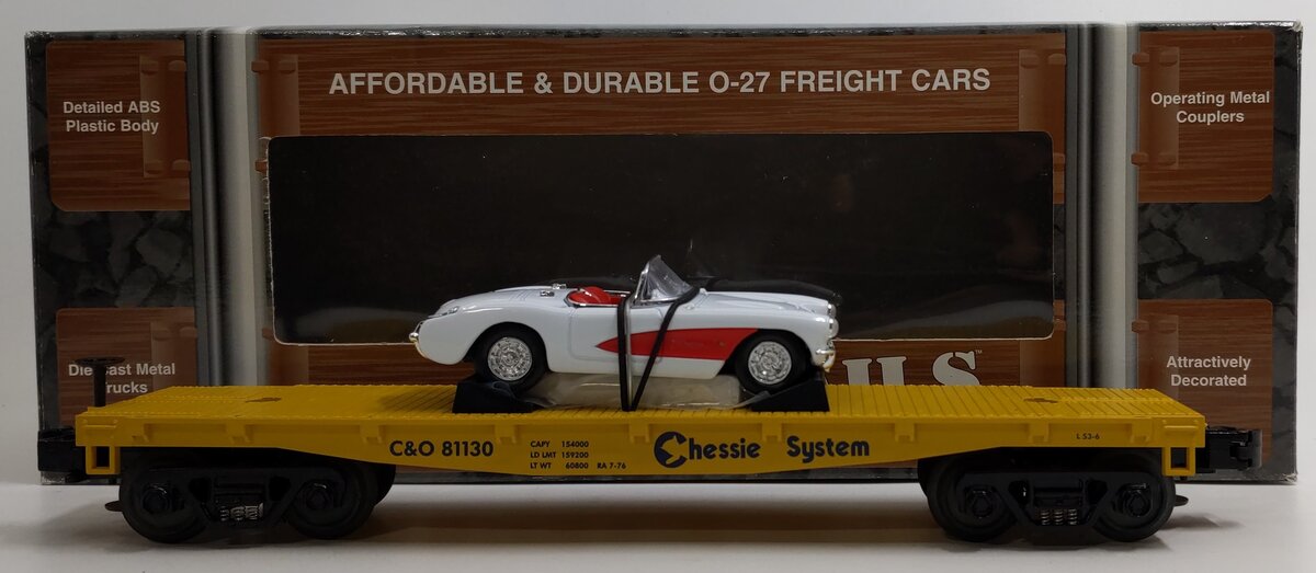 MTH 33-7603 O Gauge Chessie Flatcar w/ Corvette #81130 LN/Box