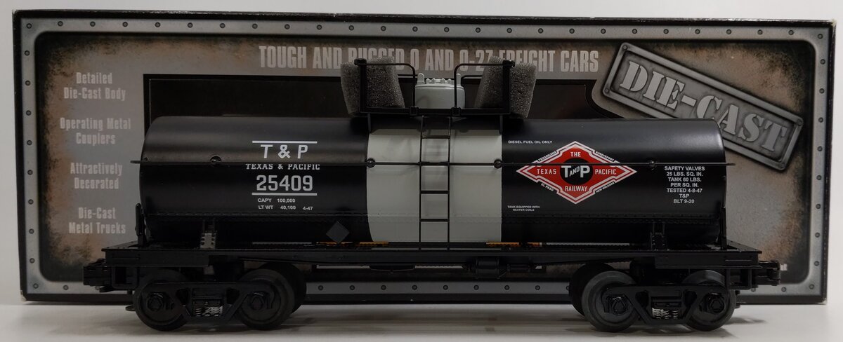 MTH 30-8106 O Gauge Texas & Pacific Die-Cast Tank Car #25409 LN/Box