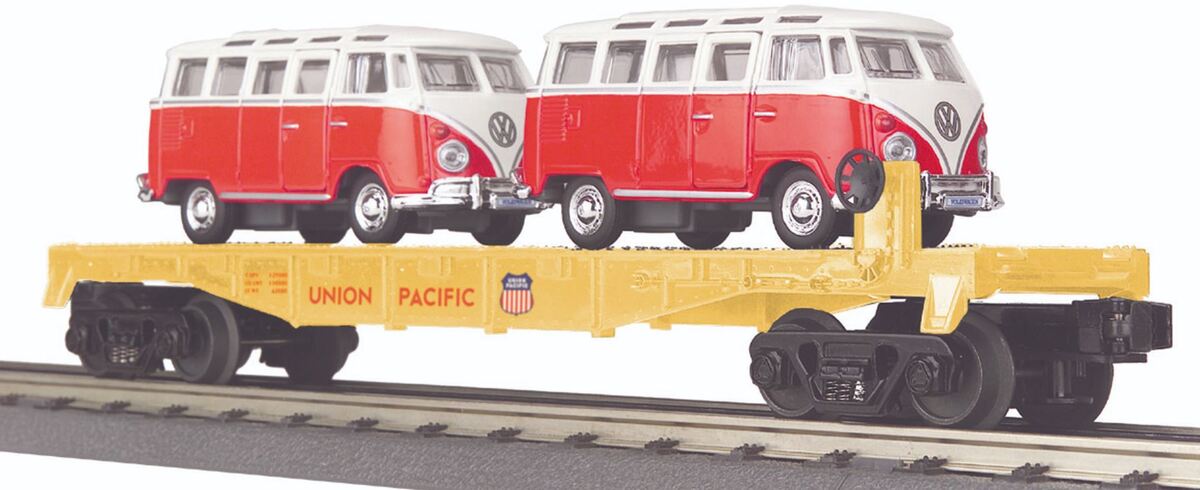 MTH 30-76033 O Scale Union Pacific Flatcar w/2 VW #1965 NIB