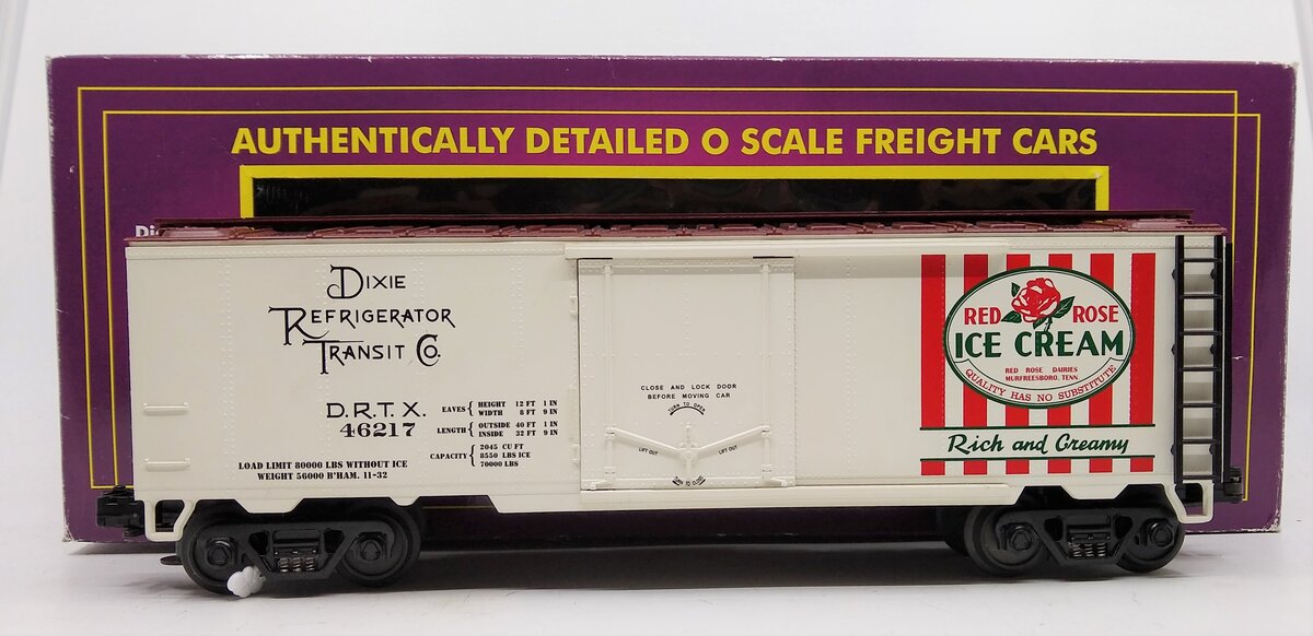 MTH 20-94017 O Red Rose Ice Cream DRTX Reefer Car #46217 LN/Box