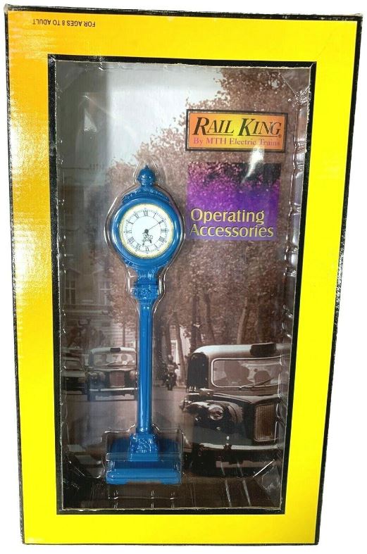 MTH 30-1085 O Scale Comet Blue Diecast Operating Street Clock LN/Box
