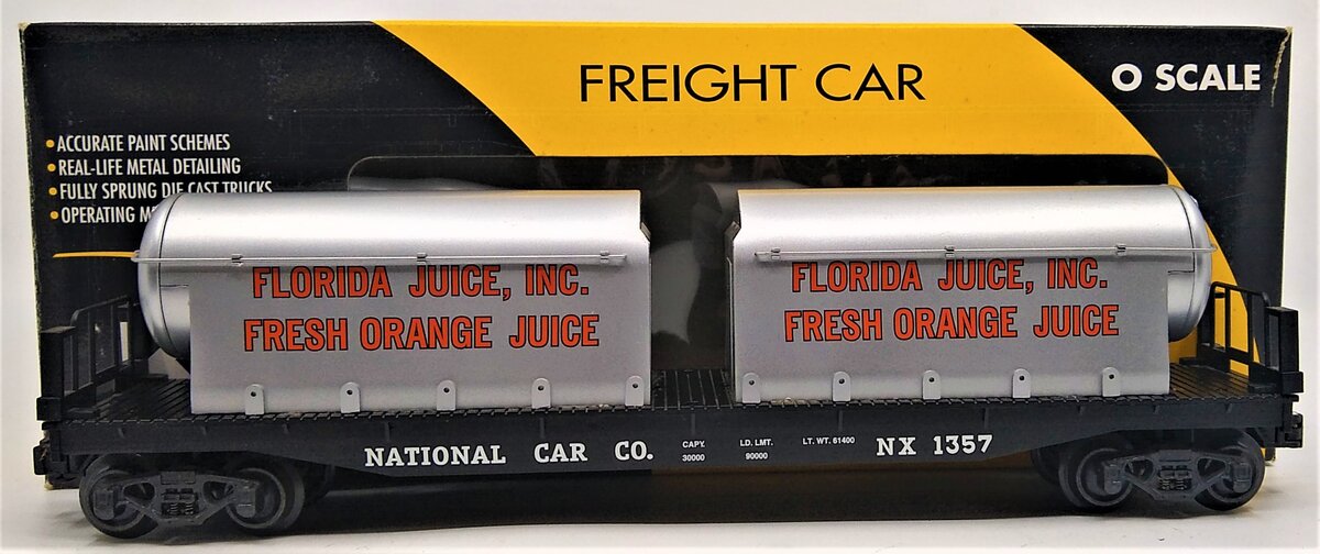 K-Line K691-8014 National Car Co. Flatcar with Juice Containers LN/Box