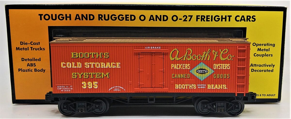 MTH 30-7861 O Scale A. Booth & Co. 34' 19th Century Reefer #395 LN/Box