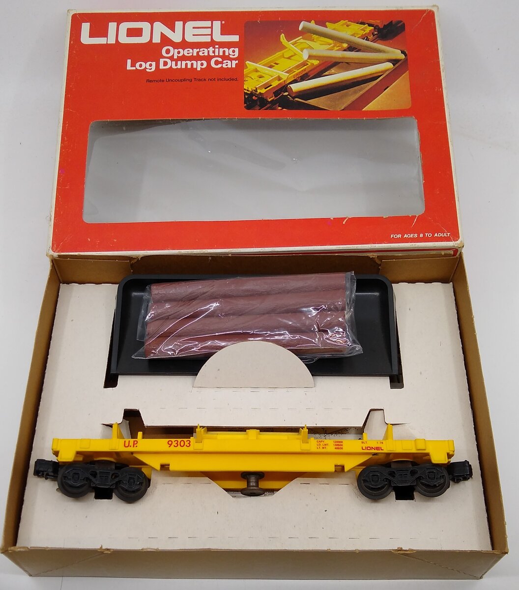 Lionel 6-9303 O Gauge Union Pacific Operating Log Dump Car