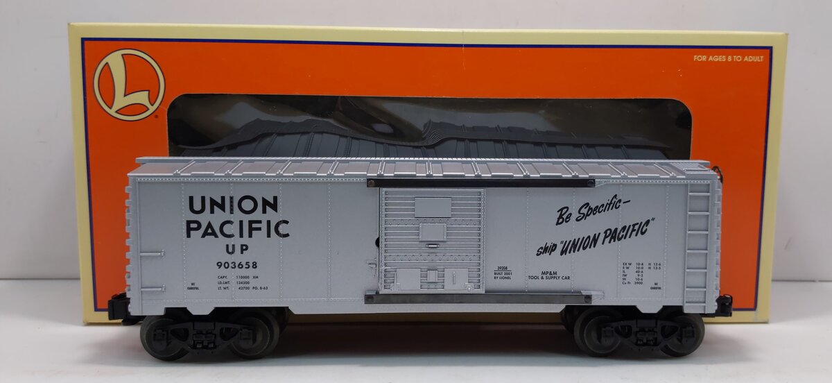 Lionel 6-39208 O Gauge Union Pacific Silver Boxcar #903658