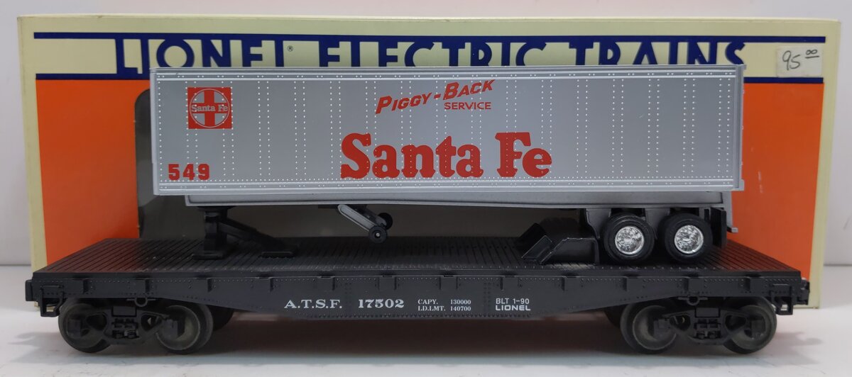 Lionel 6-17502 O Gauge Santa Fe Flat Car w/ Trailer #549 EX/Box