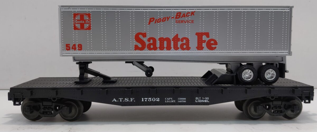 Lionel 6-17502 O Gauge Santa Fe Flat Car w/ Trailer #549 EX/Box