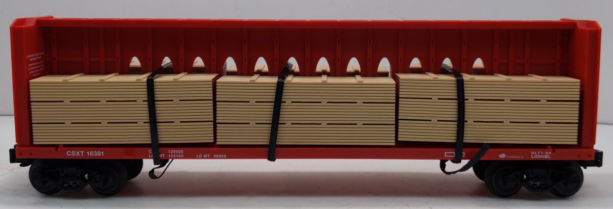 Lionel 6-16381 O Gauge CSXT Center I-Beam Flatcar w/ Wood Load LN/Box