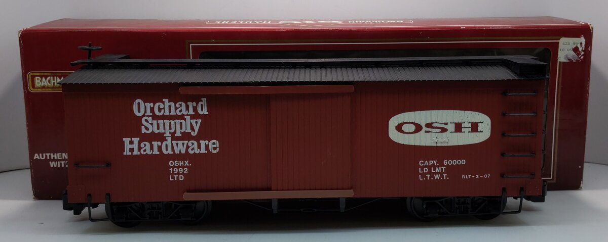 Bachmann 93396 G Scale Orchard Supply Hardware Boxcar LN/Box