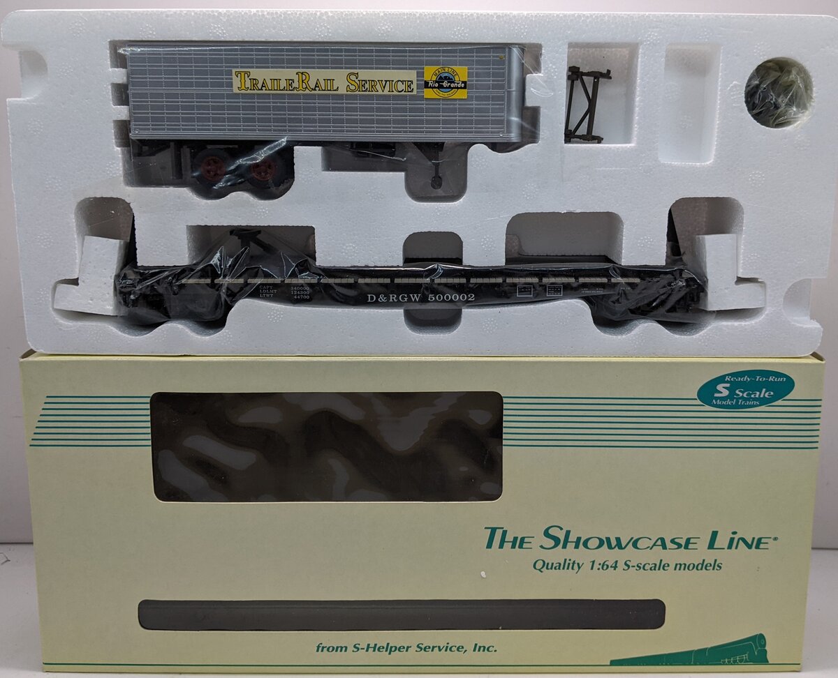 S-Helper 00308-3 S Gauge D&RGW Flat Car w/ Rio Grande Trailer #500002 LN/Box