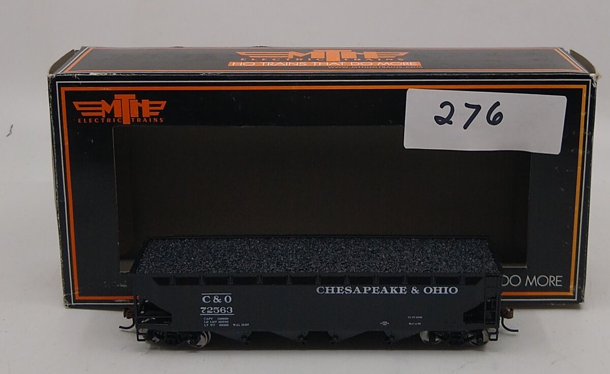 MTH 80-75008 Chesapeake & Ohio HO Scale 70-Ton Quadruple Hopper Car #72563